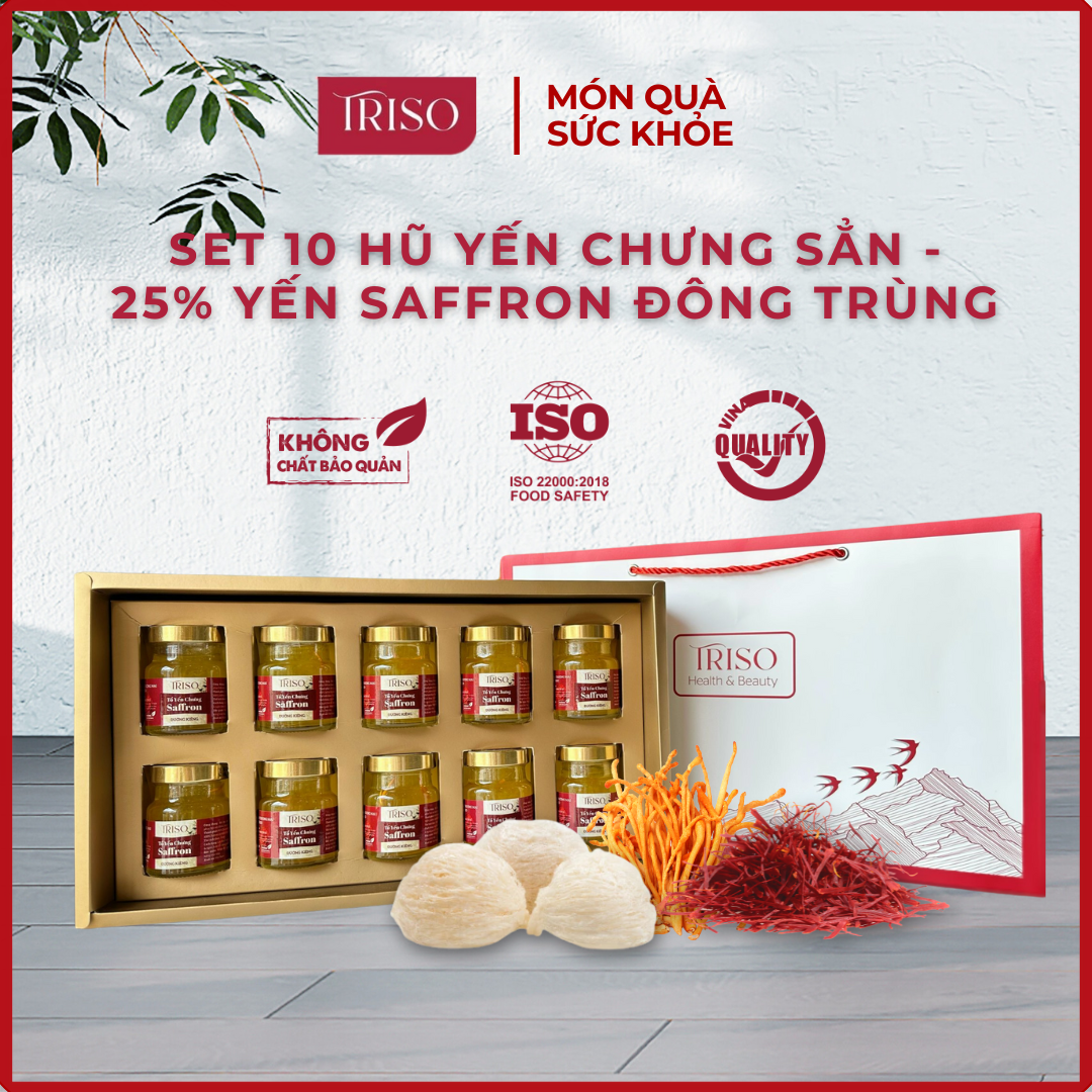 SET 10 Hũ Yến Chưng Saffron Đông Trùng Hạ Thảo [25% Yến]