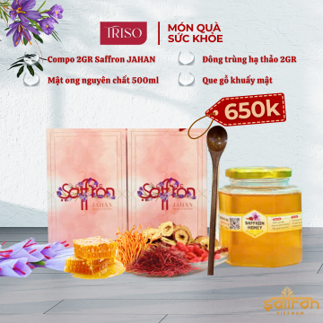 (Compo ngâm sẵn 500ml) Mật ong ngâm saffron JAHAN 2gr