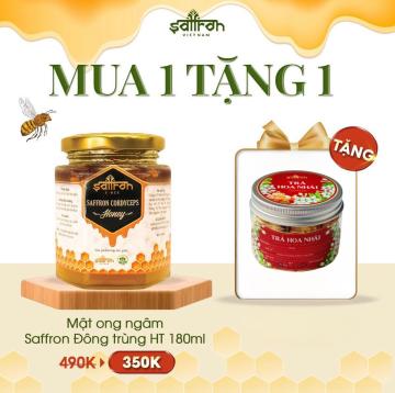 { Mua 1 tặng 1 } MẬT ONG SAFFRON ĐÔNG TRÙNG HẠ THẢO 180ML