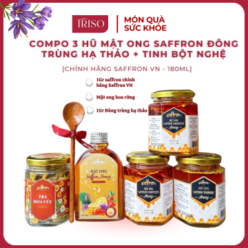 [MUA 3 TẶNG 3] Compo 3 hũ mật ong ngâm saffron tinh bột nghệ / Đông trùng hạ thảo 180ml