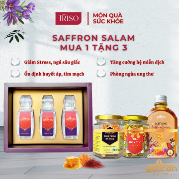{Mua 1 tặng 3} Compo 3GR SAFFRON SALAM - Tặng Đông trùng hạ thảo + Trà hoa cúc + Mật ong saffron