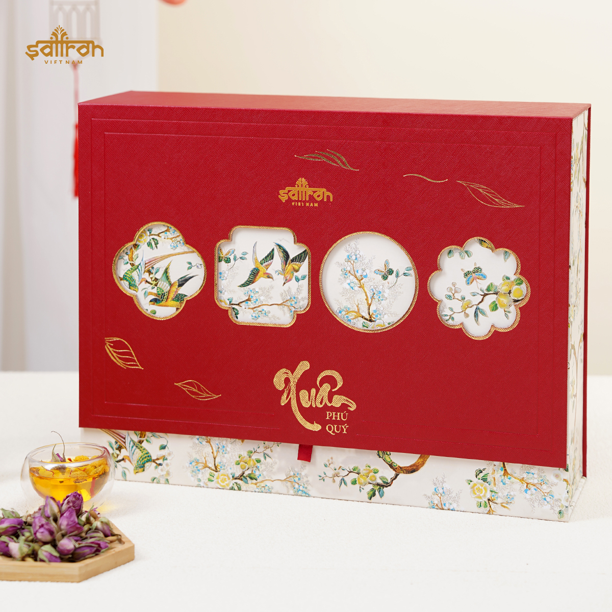 HỘP QUÀ DORIS #2 [ Rượu saffron đông trùng hạ thảo 500ml + Trà Saffron tea ]