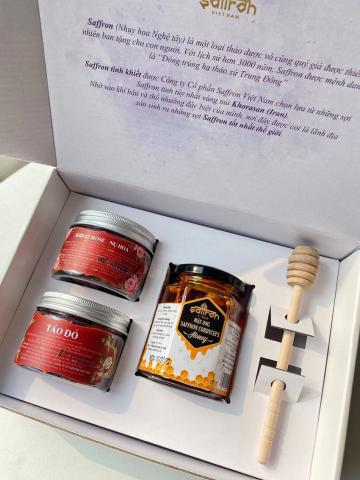 Set quà 20/11 Farah (Mật ong saffron Đông trùng hạ thảo & 2 hũ trà)
