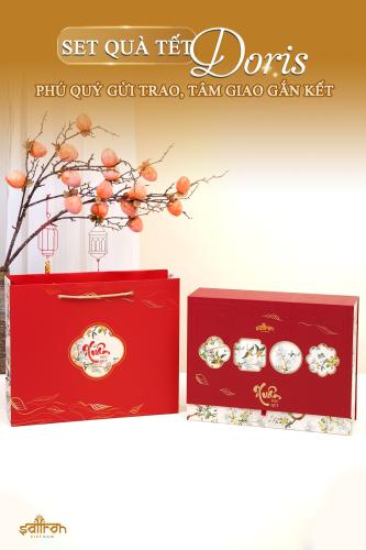 HỘP QUÀ DORIS #2 [ Rượu saffron đông trùng hạ thảo 500ml + Trà Saffron tea ]